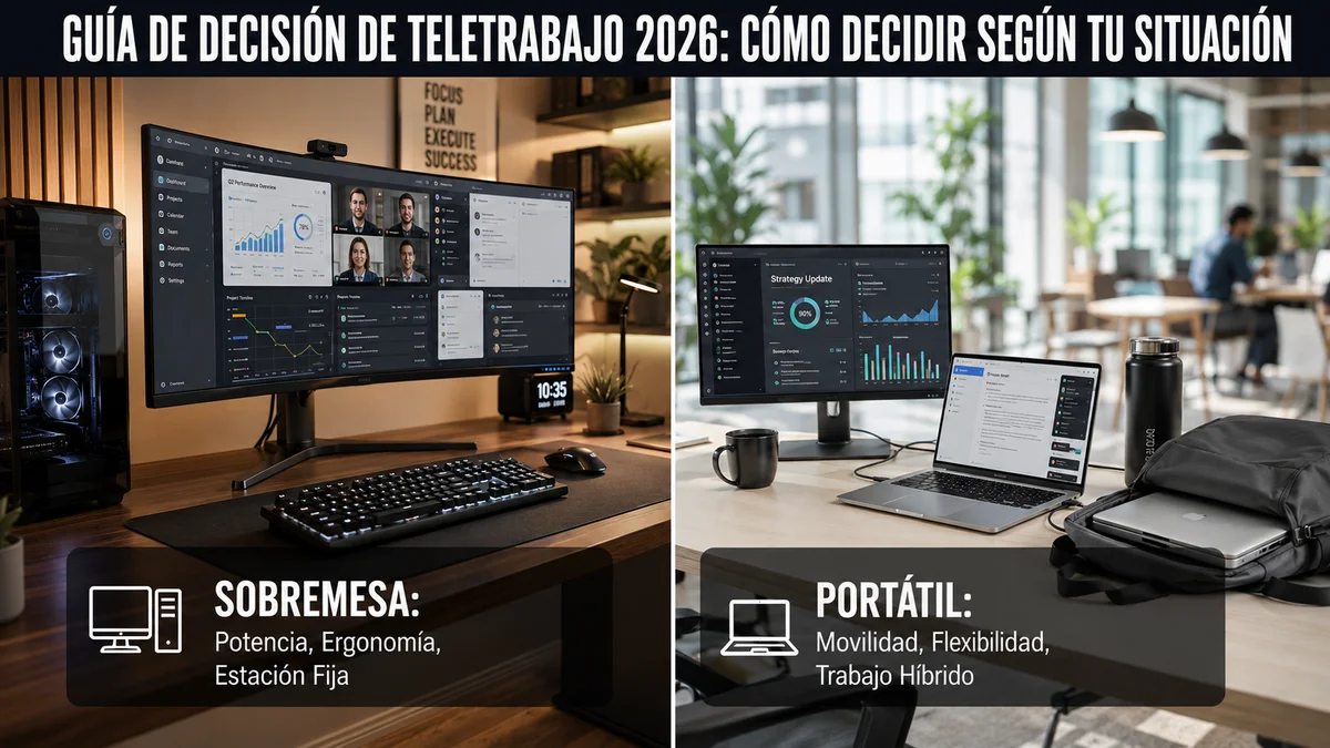 Portátil o sobremesa para teletrabajar: cómo decidir según tu situación en 2026